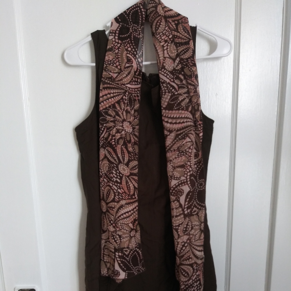 Brown Talbots dress with matching scarf